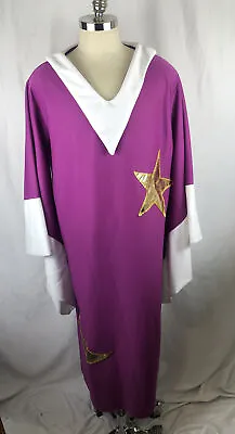 Wizard Costume Cloak Adult Size XL Purple Cosplay Gold Star Medieval Renaissance • $20