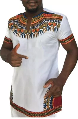 Gtealife Men's African Print Dashiki T-Shirt Tops Blouse X-Large • $18