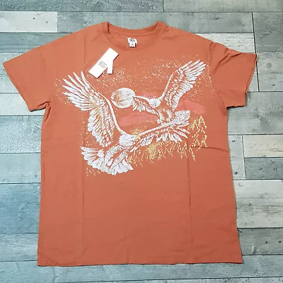 $32.70 • Buy Urban Outfitters Oversize Dad Tee T Shirt XS UK 6 8 10 Orange Eagle Print Boho