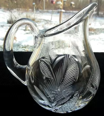 Vintage Glass Clear Cut & Etched Pineapple Design 16 Ounce Pitcher • $26.99