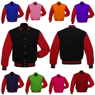 Mens Premium Quality Classic All Wool College Baseball Letterman Varsity Jacket • $62.99