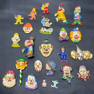 23 Vintage Clown Refrigerator Magnets Plastic Resin Metal Ceramic Rubber • $24.99