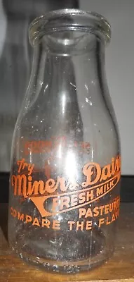 1/2 Pint Pyro Milk Farm Miners Dairy Bottle Butte Montana MN • $14.25