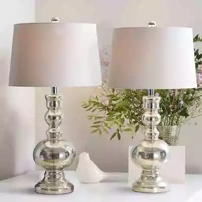JONATHAN Y Table Lamp Genie Dimmable LED 28.5  Mercury Silver Glass (Set Of 2) • $143.61
