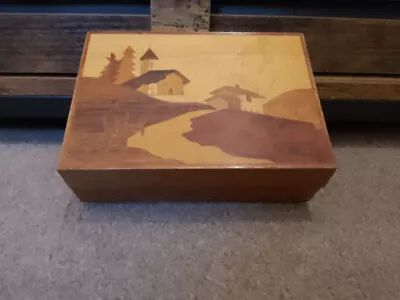 £10 • Buy Vintage Music Wooden Box Jewellery Marquetry Working, Isle Of Capri, Trinket Box