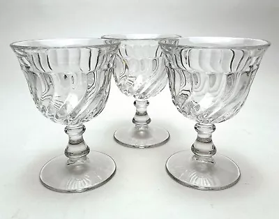 Set Of 3 Vintage Fostoria COLONY Swirl Clear Water Wine Glasses Goblets 5 1/4  • $15