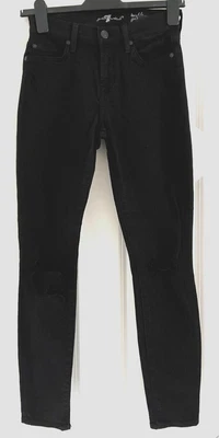 7 For All Mankind  Ankle Gwenevere  Black Ripped Knee Jeans 25 (Worn By UK8ish) • £4.99