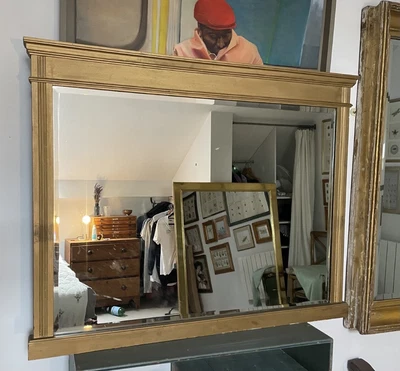 £120 • Buy Large Victorian Antique Gilt Gold Overmantel Mirror Bevelled Glass 105cm X 81cm