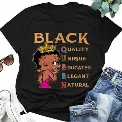 $13.95 • Buy Black Queen Shirt, Betty Boop Queen Crown Afro Black Girl Magic Melanin T-Shirt