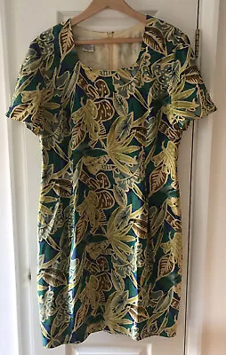 Maggy London 100% Silk Dress Tropical Print Fully Lined Size 12-14 • £14.99