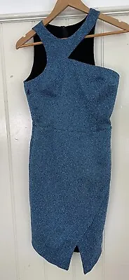 LIFE WITH BIRD Sz US 4 (AU 8) Metallic Blue Cut-Out Dress VGC DESIGNER DESTASH! • $10