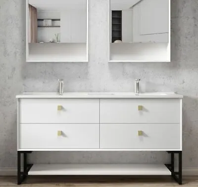 Boston 1500*460*550mm Wall Hung Matte White Vanity For Double Bowls Basin • $1299