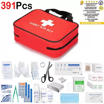 £16.98 • Buy 391 Pce Home & Travel First Aid Kit - Medical Emergency - Car Holiday Bag Case