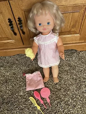 Vintage 1984 Mattel Chatty Patty 16  Doll Pull String Talks Blonde Blue Eyes • $18.99