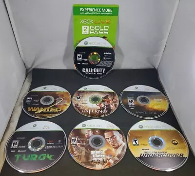 Microsoft Xbox 360 Live Bundle: Unused 2-Day Gold Pass & 7 Disc Only Games • $49.99