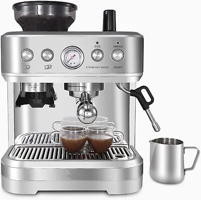 Espresso Machine 15 Bar Cappuccino & Latte Maker With Milk Frother Steam Wand GB • £233.99