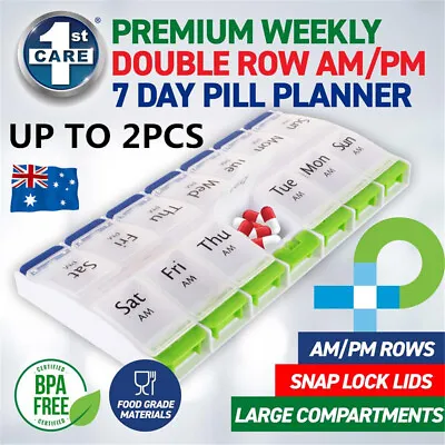 7-Day Pill Box Dispenser Medicine AM/PM Medication Organiser Weekly Tablet Cases • $8.80