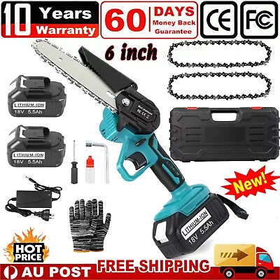 6  2 Battery Cordless Electric Chainsaw Rechargeable Wood Cutter Saw For Makita • $50.99