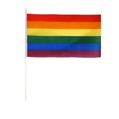 Handheld Rainbow Gay Pride Mini Waving Flag LGBTQ Party Festival Carnival H282 • £2.52