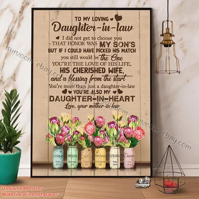 To Daughter In Law You'Re Also My Daughter In Heart Paper Poster No Frame Wal... • $15.42