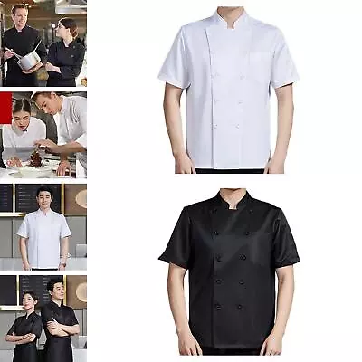 Chef Coat Chef Clothing Short Sleeve Chef Jacket For Restaurant Kitchen Cafe • $21.42