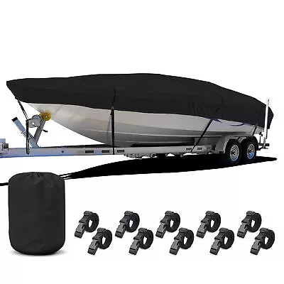 V-Hull Boat Cover 16'-18.5' Waterproof Beam Width 94  Trailerable MooringBlack • $72.99