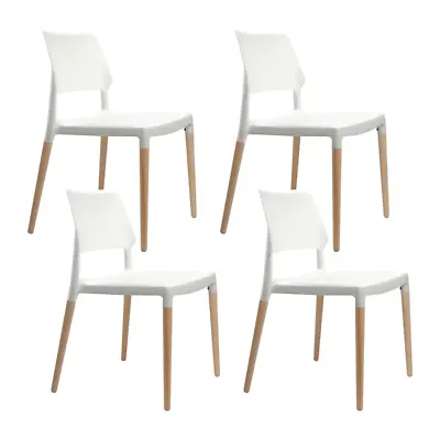 $217 • Buy Artiss Set Of 4 Wooden Stackable Dining Chairs - White
