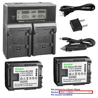 Kastar Battery Dual Fast Charger For Canon BP-808 & Canon VIXIA HF21 Camcorder • $52.99