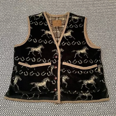 Barn Fly Ranch Collection Fleece Vest Horse Horseshoe - Size Large • $23.99