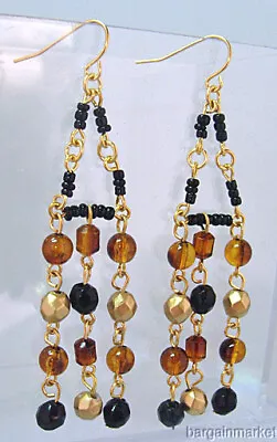 Multi Color Seed Bead Chandelier Dangle Drop Earrings • $10.20