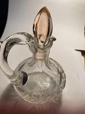 Vintage Cruet Cut Crystal Glass Oil & Vinegar Decanter Bottle With Stopper • $10