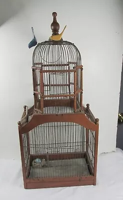 Victorian Domed Bird Cage Wooden & Wire Vintage Country Antique Style • $129.99