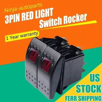 2x Waterproof Marine Boat Car Rocker Switch 12V SPST ON-OFF 3 PINS Red LED Light • $11.99