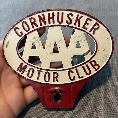 Vintage AAA Cornhusker Motor Club Metal License Plate Topper • $59.99