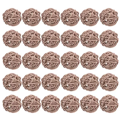 30 Pcs Wicker Rattan Balls 1.2 Inch Rattan Decorative Balls Vase Fillers Brown • $11.41