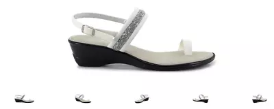 Onex Stela White Silver Strappy Toe Loop Wedge Sandal Women's Sizes 5-11/NEW!!! • $139.95