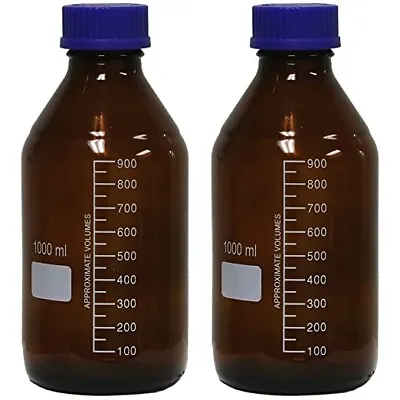 Karter Scientific 1000ml Amber Glass Round Media Storage Bottle (Pack Of 2) • $24.99
