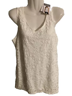 Company Ellen Tracy Size M Women’s Sleeveless White Lace Pullover Top NEW • $12.99