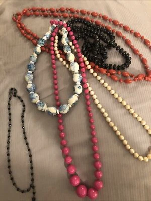 Vintage Costume Jewellery Joblot Bundle Granny Beads 60s /70s Necklaces • £3.50
