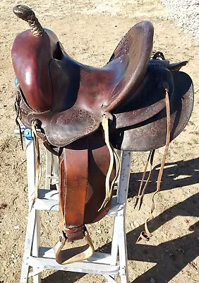 Vintage Marked Saddle - #529 4927 - 11½  Seat - Tooled • $449.03