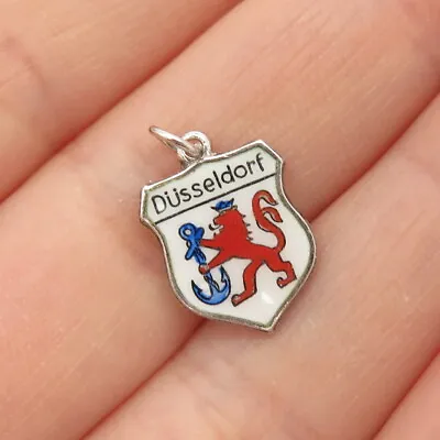 835 Silver Vintage Enamel  Düsseldorf/Dusseldorf  Coat Of Arms Charm Pendant • $17.99