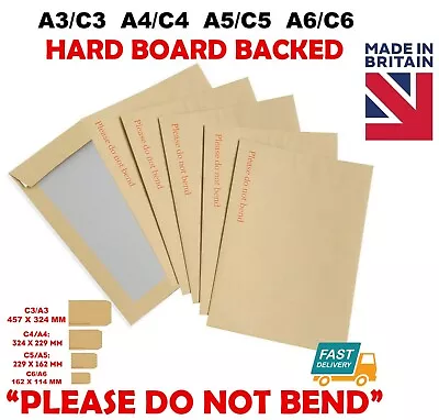 Hard Card Board Backed Please Do Not Bend Envelopes Manilla Brown A3 A4 A5 A6 • £0.99