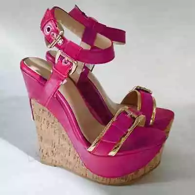 Women Sandals Platform Wedges Patchwork Faux Leather Buckle Straps Ladies Shoes • £66.80