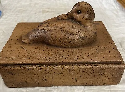 Vintage Wood Carved DUCK Card Box Lidded Burwood?  5.5” • $22.99