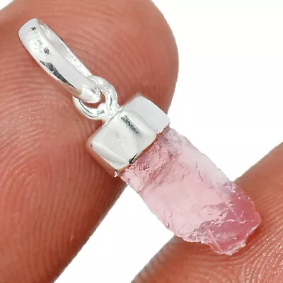 Natural Morganite Rough - Madagascar 925 Sterling Silver Pendant KS31 CP40089 • $10.99