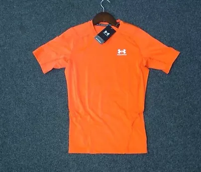 Mens BNWT Under Armour Compression Orange Tshirt Size M- W58 • £9.99