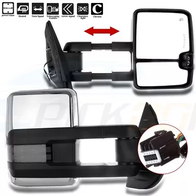 Chrome Side Power Heated LED Signal Pair Towing Mirrors For 2007-14 Chevy GMC • $130.99