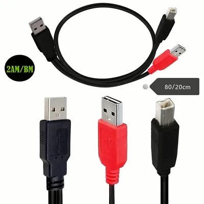 Dual USB 2.0 A Male To B Male Y Splitter Cable For Printer Scanner External HDD • $6.99