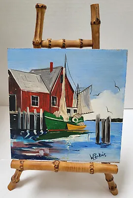 Wendell Thompson Perkins Primitive Miniature Oil Painting Motif #1 Rockport Ma • $200