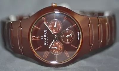 Skagen Mens Or Ladies Brown Dial Brown Ceramic Watch 817SXDC1 • $76.45